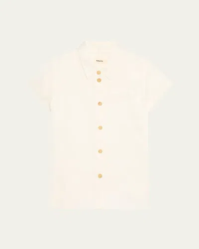 Khaite Keefe Short-sleeve Silk Shirt In Neutral