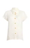 Khaite Keefe Silk Satin Shirt In Off-white