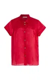 Khaite Womens Raspberry Keefe Sheer Silk Top Xs