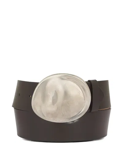 Khaite Keefe Silver-tone Buckle Belt In Orange