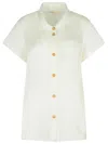 Khaite Keefe Short-sleeve Button-down Shirt In Silver