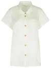 Khaite Keefe Short-sleeve Button-down Shirt In Silver