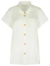 Khaite Keefe Short-sleeve Button-down Shirt In Silver