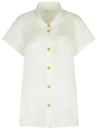 Khaite Keefe White Silk Shirt