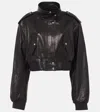 Khaite Kember Cropped Leather Bomber Jacket In Black