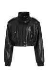 Khaite Kember Cropped Leather Bomber Jacket In Black