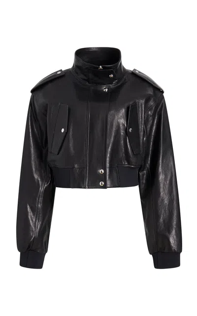 Khaite Kember Leather Moto Jacket In Black