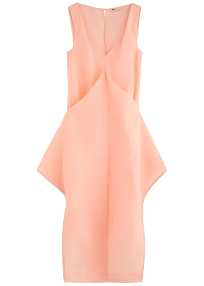 Khaite Kenith Folded Silk-gazer Maxi Dress In Pink Light