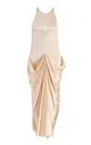 Khaite Kent Draped Satin Maxi Dress In Pink