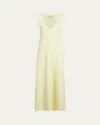 Khaite Keran Long V-neck Dress In Zest