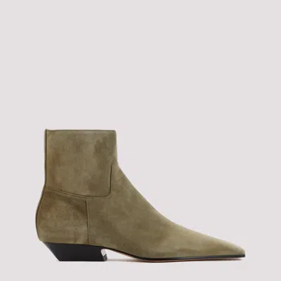 Khaite Marfa Classic Suede Boots In Green