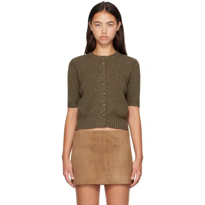 Khaite Khaki Nora Cardigan In 777 Artichoke