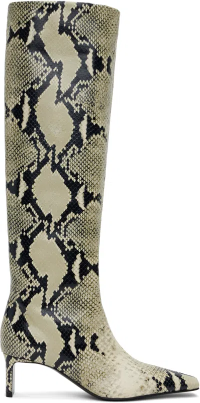 Khaite Ona Snake-print Leather Knee Boots In Animal Print