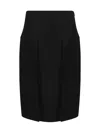 Khaite Kidd Pleated Leather Midi Skirt In Black