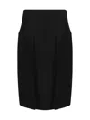 Khaite Kidd Pleated Leather Midi Skirt In Black