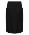 Khaite Kidd Pleated Leather Midi Skirt In Black