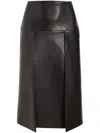 Khaite Kidd Pleated Leather Midi Skirt In Black