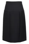 Khaite Kidd Pleated Leather Midi Skirt