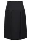 Khaite Kidd Pleated Leather Midi Skirt