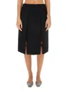 Khaite Kidd Pleated Leather Midi Skirt