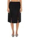 Khaite Kidd Pleated Leather Midi Skirt In Black