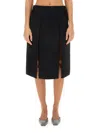 Khaite Kidd Pleated Leather Midi Skirt In Black