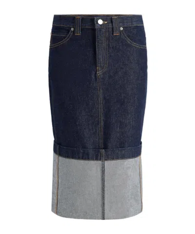 Khaite Kilian Turn-up Hem Denim Skirt In Purple