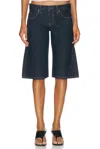 Khaite Kinga Mid-rise Straight-leg Shorts In Blue