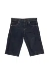 Khaite Kinga Mid-rise Straight-leg Shorts In Blue