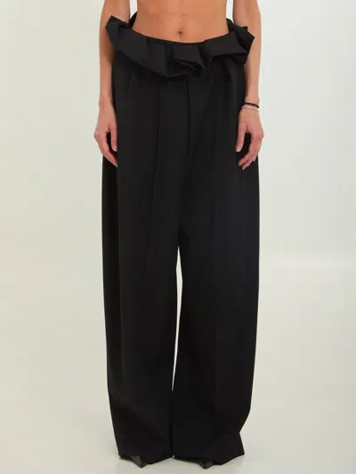 Khaite Kira Pleated Waisted Pants In Black