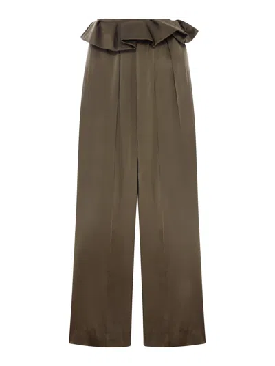 Khaite Kira Wide Leg Pants In Green