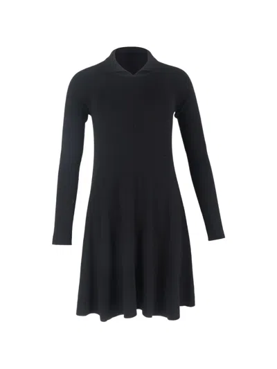 Pre-owned Khaite Knitted Collared Mini Dress In Black