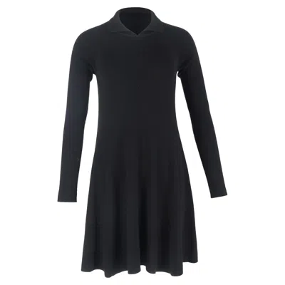 Khaite Knitted Collared Mini Dress In Black Wool