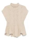 Khaite Gilles Short-sleeve Woven Peplum Top In Neutrals