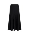 Khaite Odil Wool-blend Midi Skirt In Black