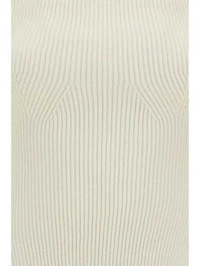Khaite Maria Ribbed Knit Top In Ivory