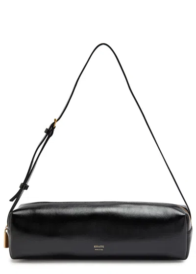 Khaite Kye Glossed Leather Shoulder Bag In Black