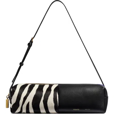 Khaite Kye Zebra-print Calf Hair And Leather Shoulder Bag In Black