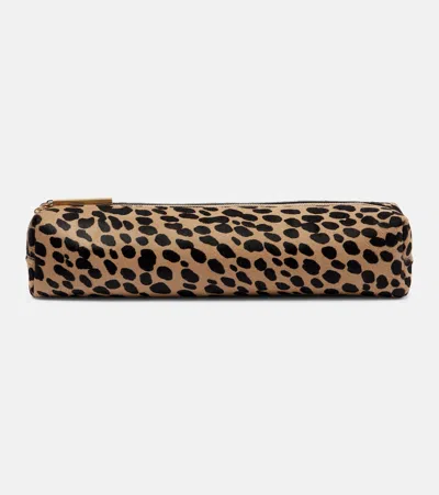 Khaite Kye Leopard-print Calf Hair Clutch In Sand