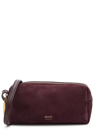 Khaite Kye Mini Suede And Leather Cross-body Bag In Burgundy