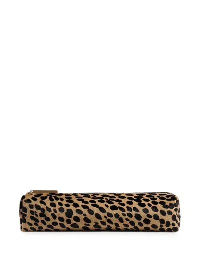 Khaite Kye Pencil Case In Heyna-print Haircalf In Brown