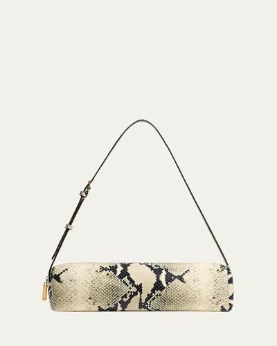 Khaite Kye Python-print Leather Shoulder Bag In Brown