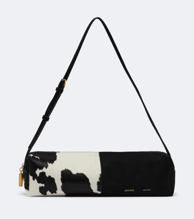 Khaite Kye Small Paneled Calf Hair Shoulder Bag In Black