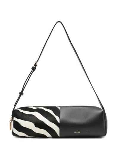 Khaite Kye Zebra-pattern Panelled Shoulder Bag In Black