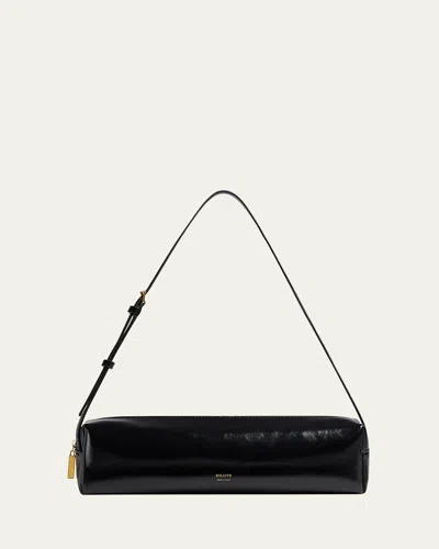 Khaite Kye Zip Leather Shoulder Bag In Black