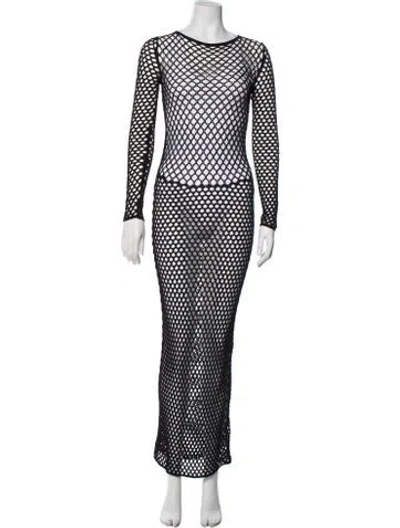 Pre-owned Khaite Lace Pattern Long Dress In Black