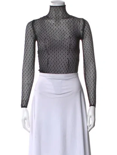 Pre-owned Khaite Lace Pattern Turtleneck Sweater In Black
