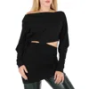 Khaite Ladies Black Lanie Knotted Cutout Tunic Top