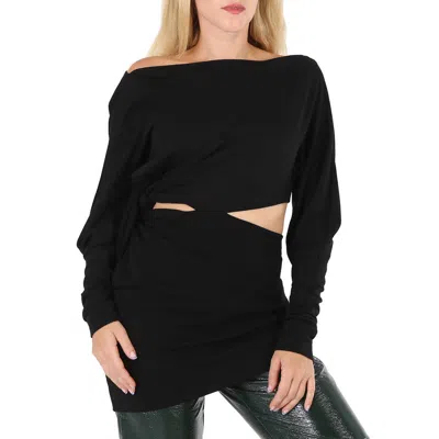 Khaite Ladies Black Lanie Knotted Cutout Tunic Top
