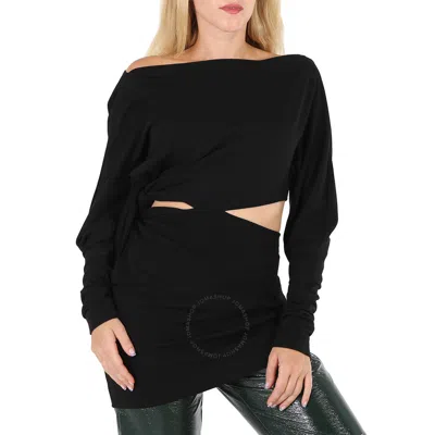 Khaite Ladies Black Lanie Knotted Cutout Tunic Top